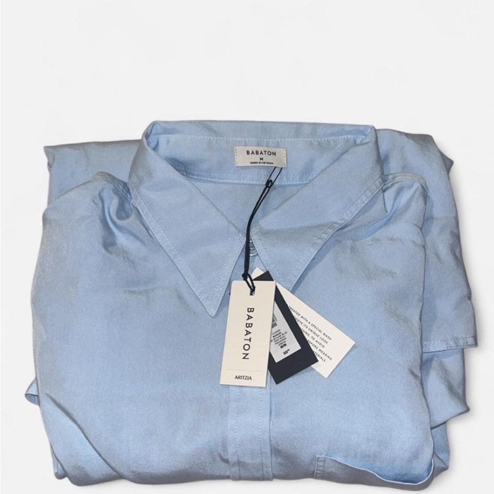 Babaton Blue Dress Shirt Smooth Fabric Professional Wear